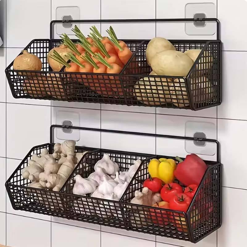 AuraHive Space-Saving Wall Mounted Grid Storage Basket