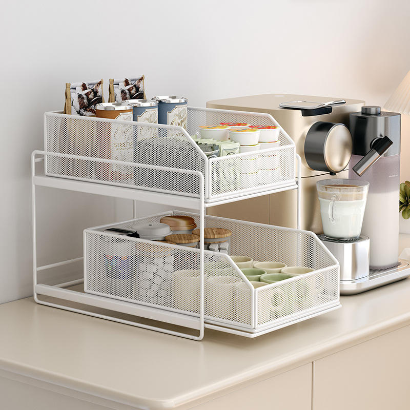 AuraHive 2-Tier Sliding Kitchen Storage Rack