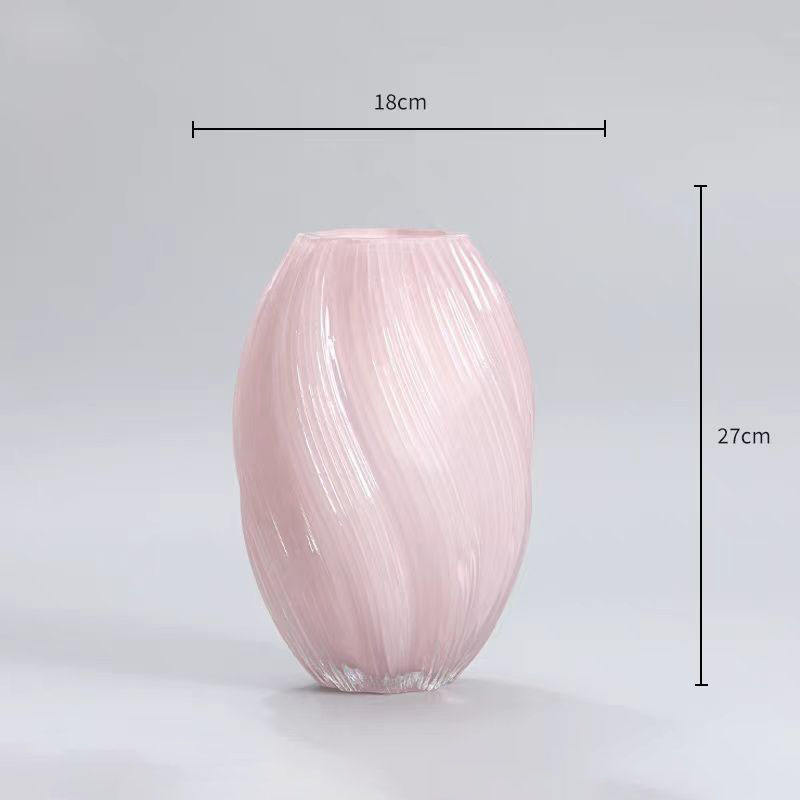 AuraHive Oval Twisted Glass Vase for Flower Ornaments