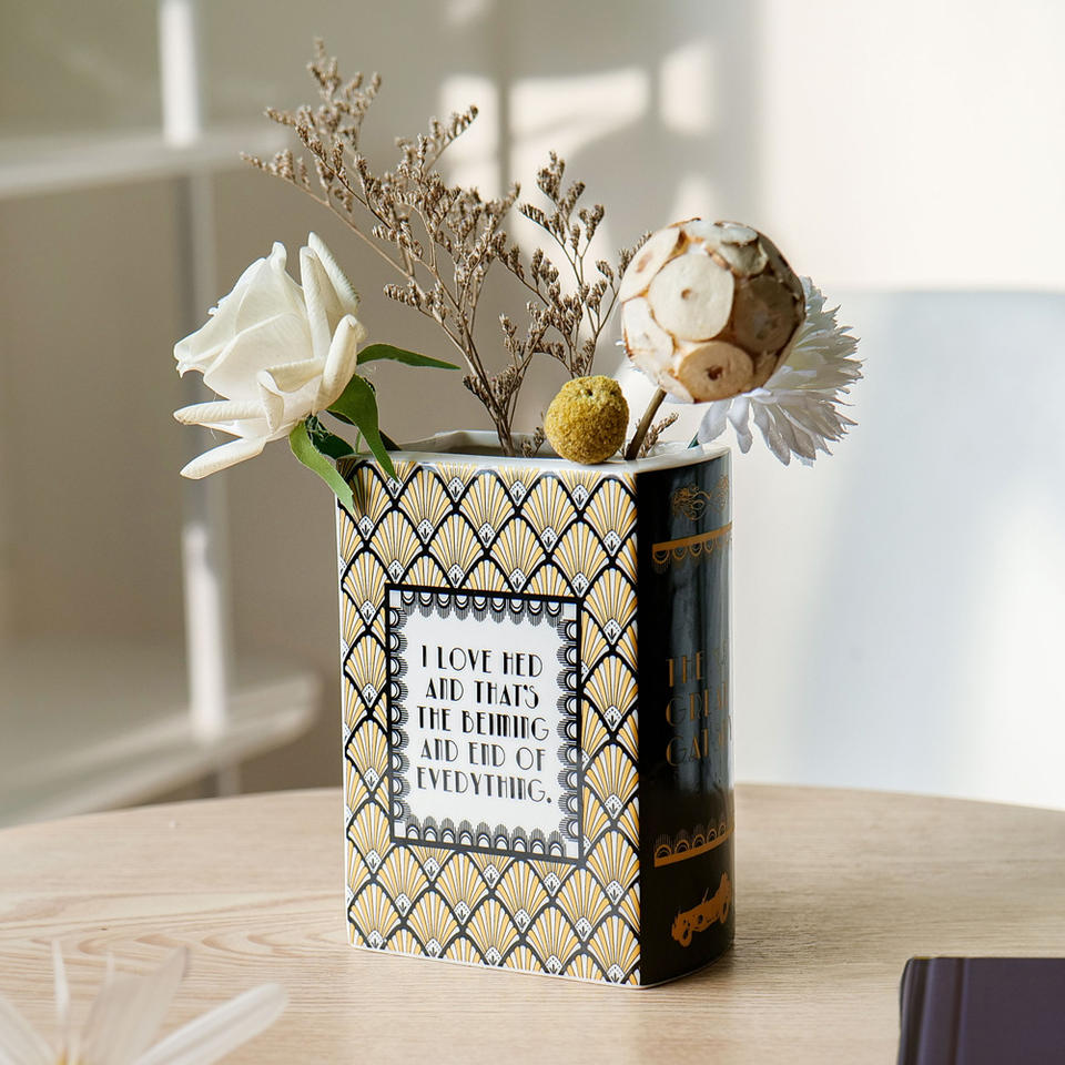 AuraHive Decorative Book Style Vase for Tabletop Décor
