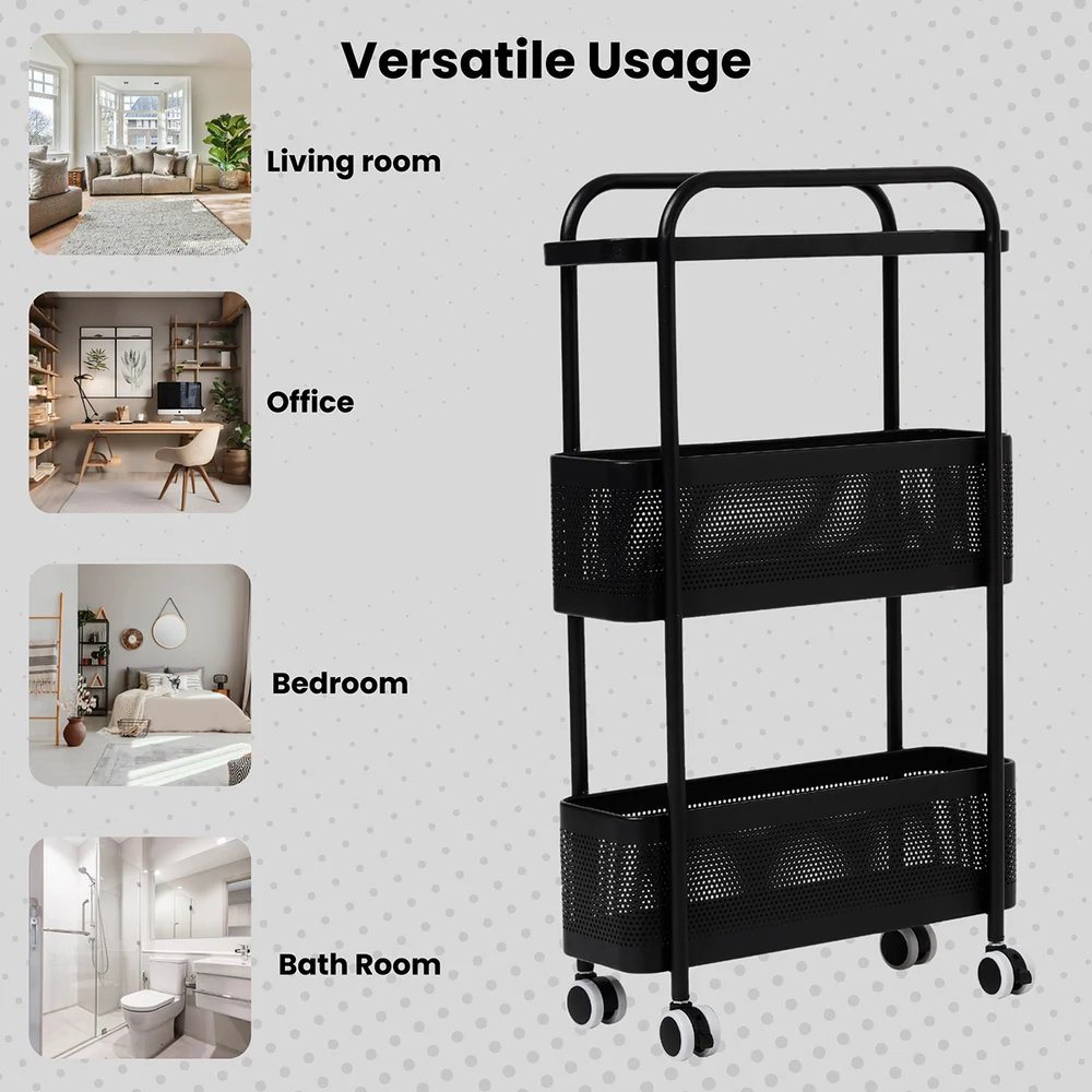 AuraHive Space-Saving Slim Multi-Purpose Rolling Trolley