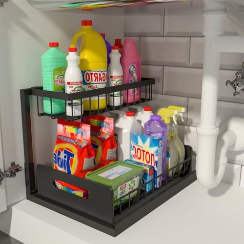 AuraHive Under Sink Dotray Slide-Out Storage Rack
