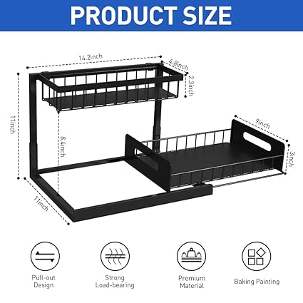 AuraHive Under Sink Dotray Slide-Out Storage Rack