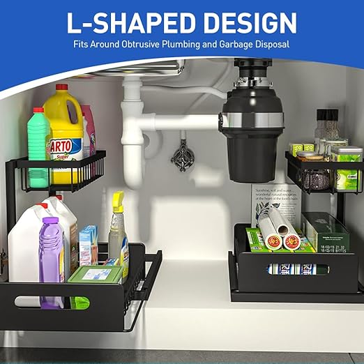 AuraHive Under Sink Dotray Slide-Out Storage Rack