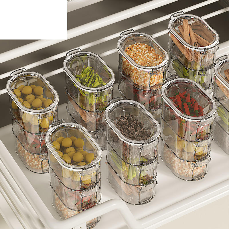 AuraHive Transparent Multi-Layer Spice Box for Kitchen Storage