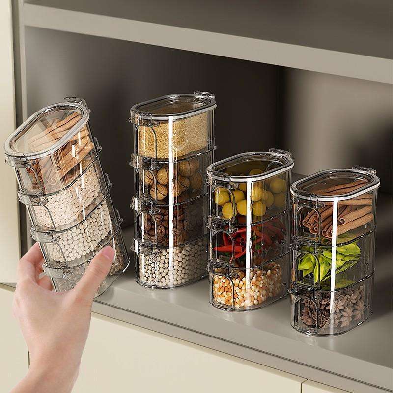 AuraHive Transparent Multi-Layer Spice Box for Kitchen Storage