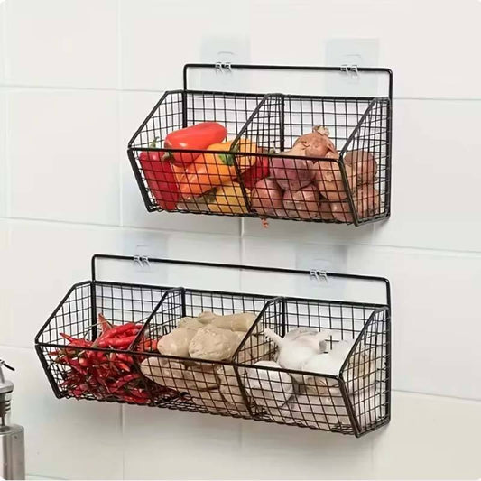 AuraHive Space-Saving Wall Mounted Grid Storage Basket