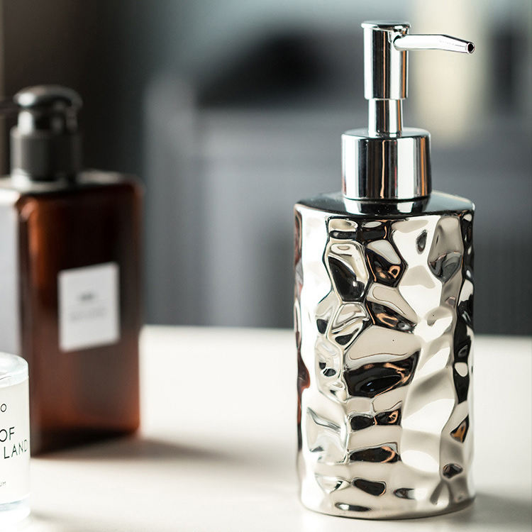 AuraHive Luxury Steel Finish Ceramic Lotion Dispenser