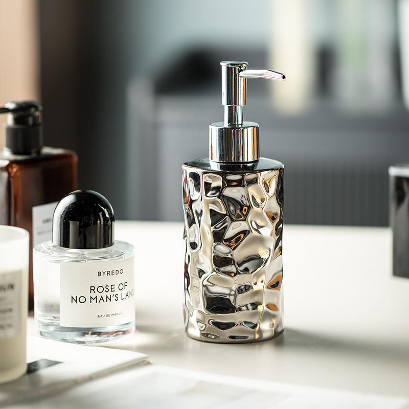 AuraHive Luxury Steel Finish Ceramic Lotion Dispenser