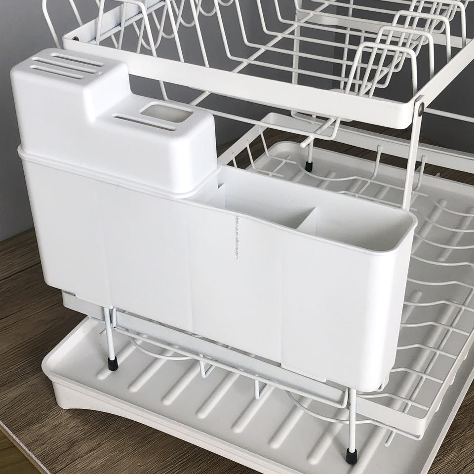 AuraHive Double Layer Dish Drying Rack with Cutlery Holder
