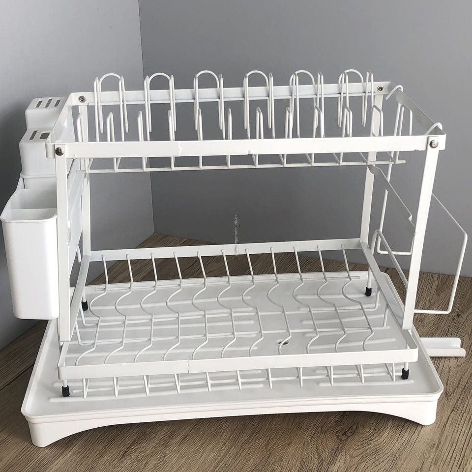 AuraHive Double Layer Dish Drying Rack with Cutlery Holder