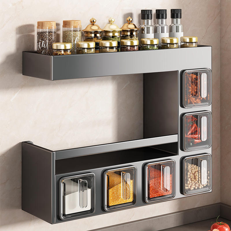 AuraHive Double Layer Spice Storage Shelf for Kitchen Organization