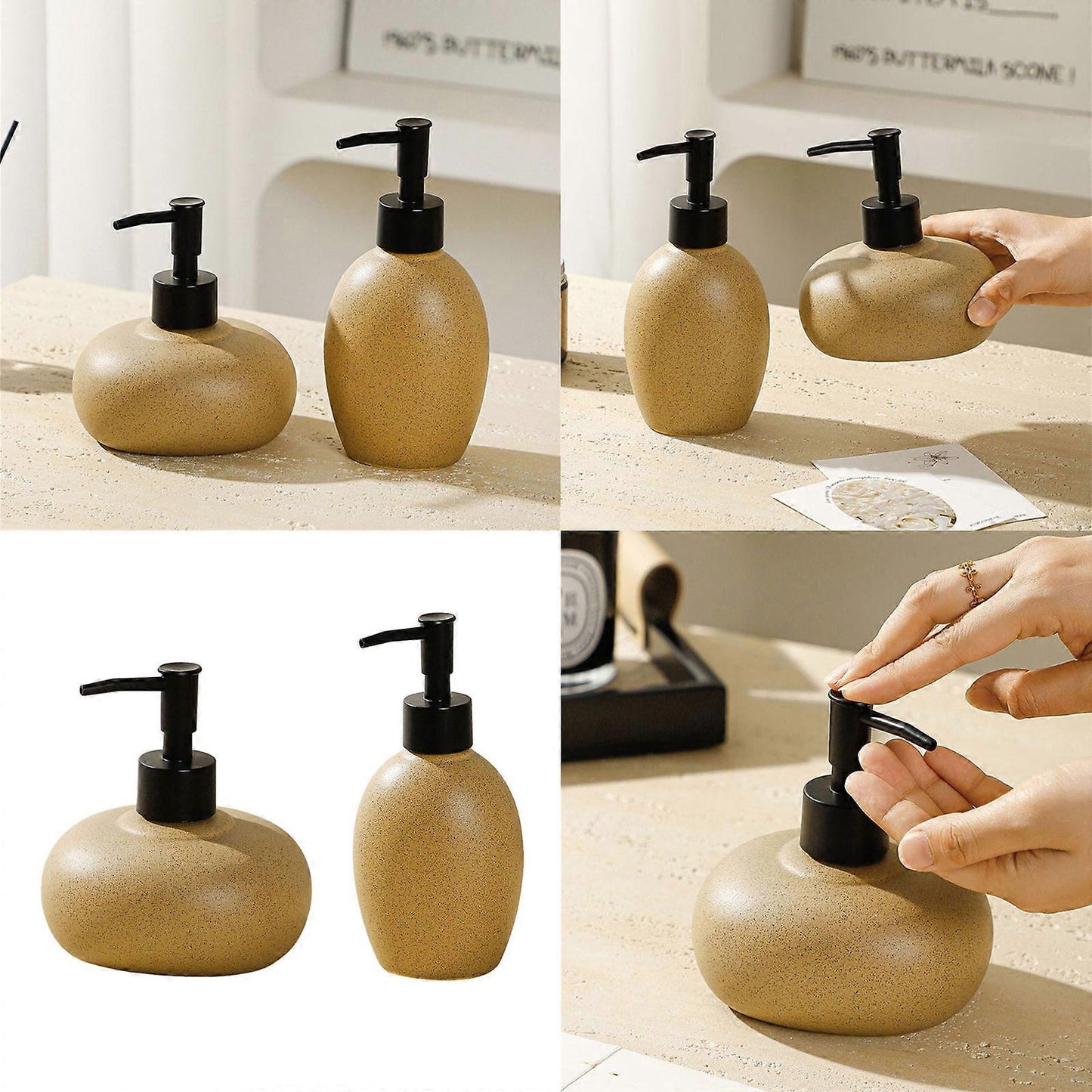 AuraHive Desert Sand Matte Finish Hand Wash Dispenser