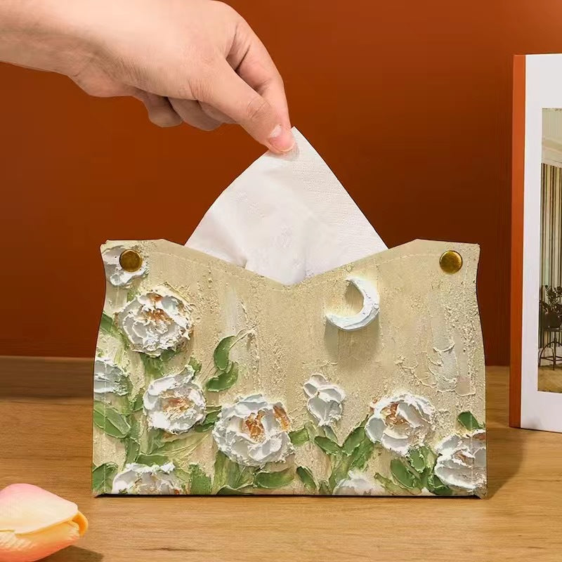 AuraHive Modern 3D Textured Leather Tissue Box