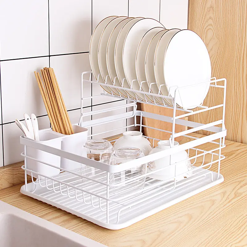 AuraHive Duplex Dish Organizer for Kitchen