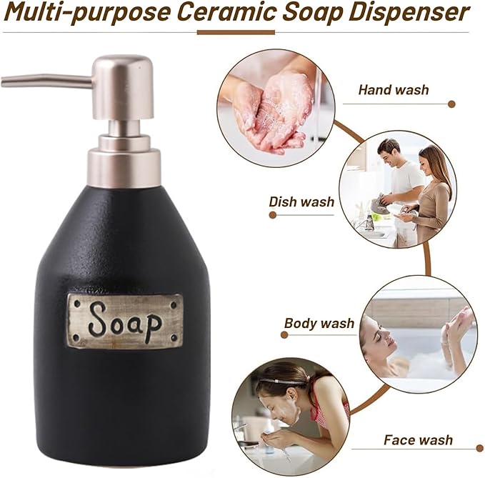 AuraHive Minimalist Matte Black Soap Dispenser