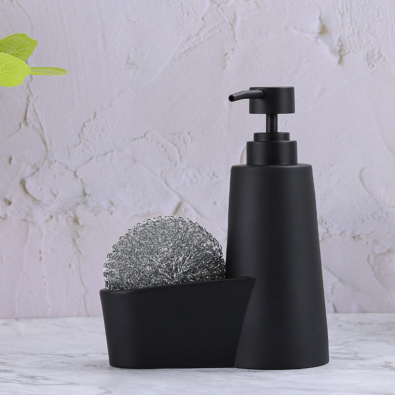 AuraHive Minimalist Matte Kitchen Liquid Soap Dispenser with Sponge Holder