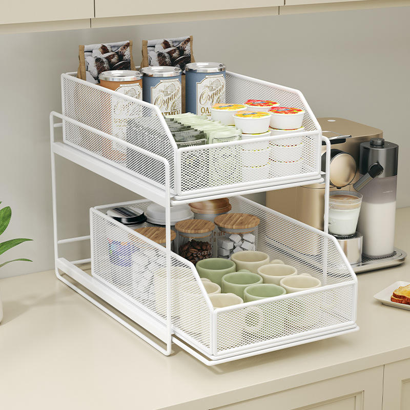 AuraHive 2-Tier Sliding Kitchen Storage Rack