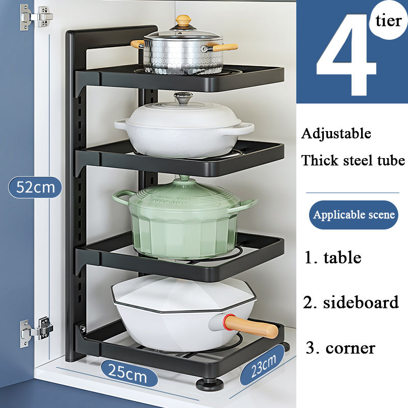 AuraHive Adjustable Kitchen Pan & Lid Organizer