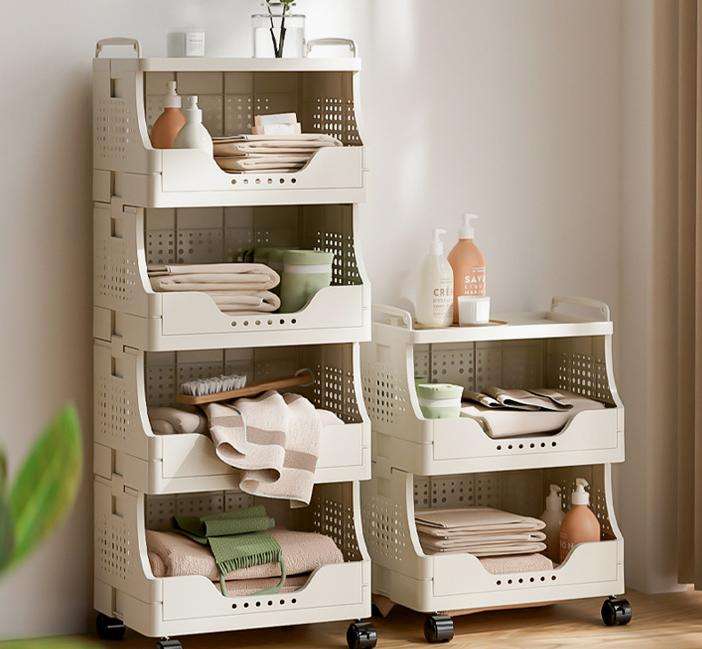 AuraHive White Rolling Multi-Purpose Storage Cart