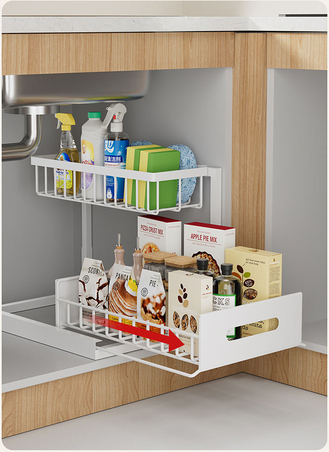 AuraHive Under Sink Dotray Slide-Out Storage Rack