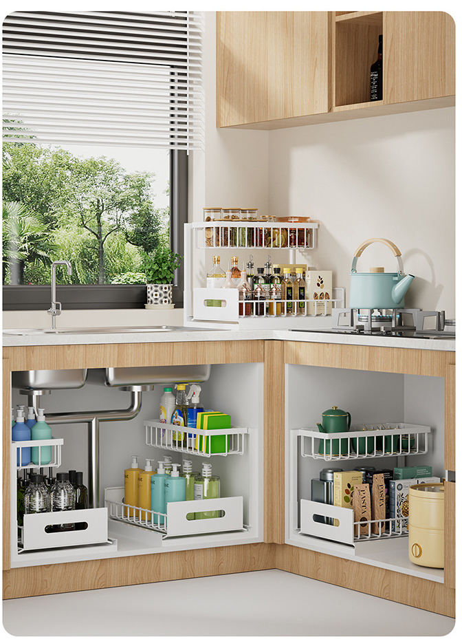 AuraHive Under Sink Dotray Slide-Out Storage Rack