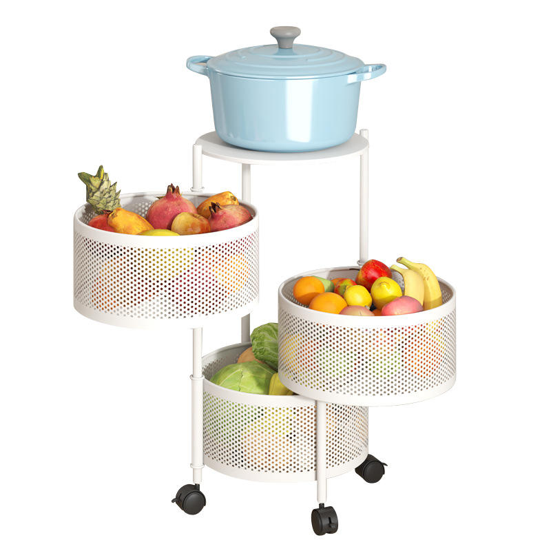 AuraHive 3-Tier Round Kitchen Organizer Rack (White)