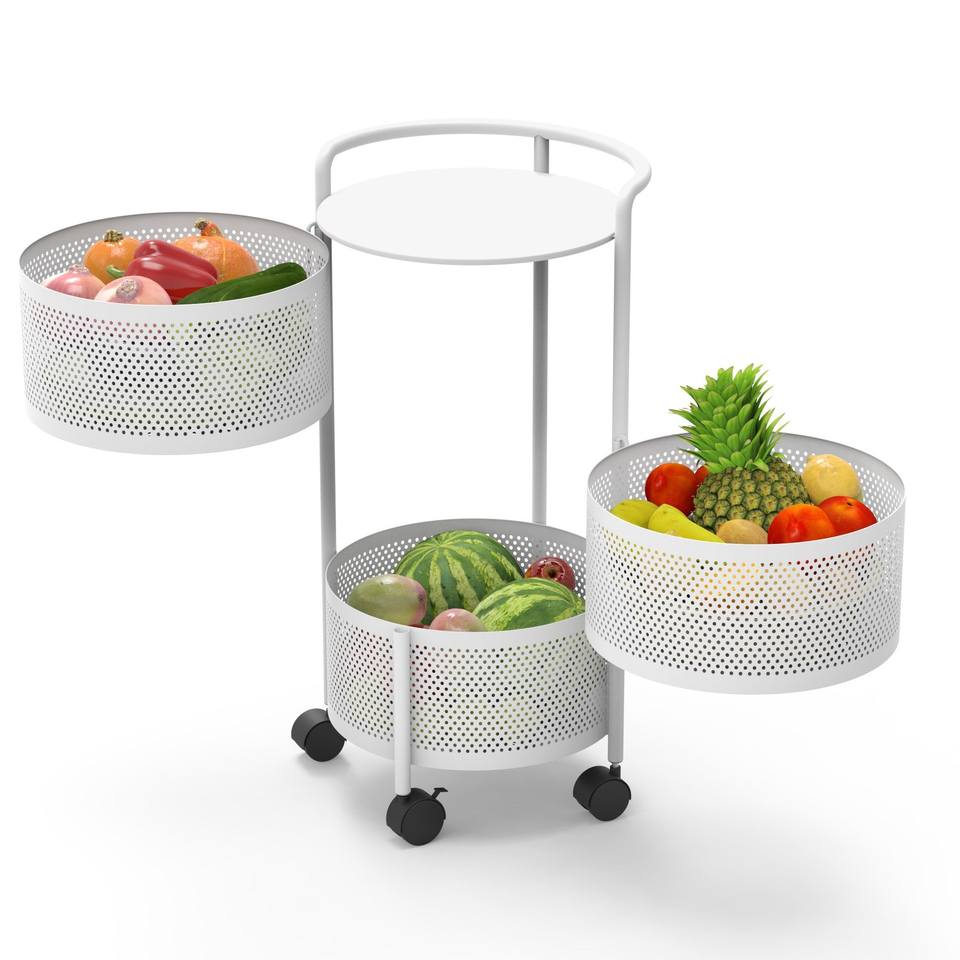 AuraHive 3-Tier Round Kitchen Organizer Rack (White)