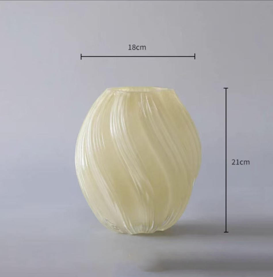 AuraHive Oval Twisted Glass Vase for Flower Ornaments