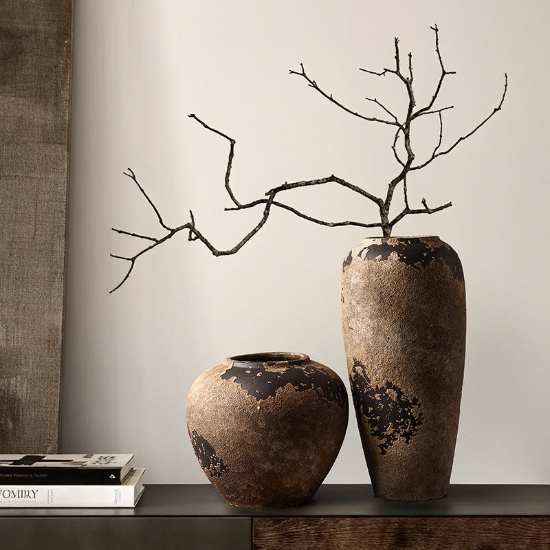 AuraHive Rustic Ceramic Decorative Vase (1 Piece)