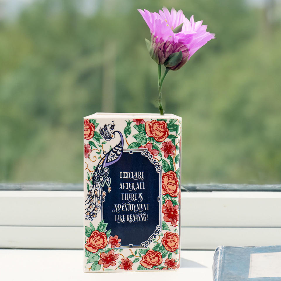 AuraHive Decorative Book Style Vase for Tabletop Décor