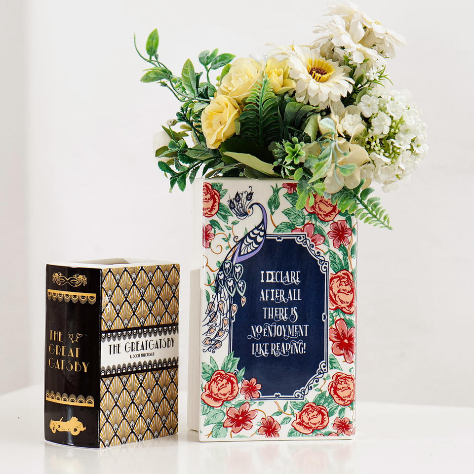 AuraHive Decorative Book Style Vase for Tabletop Décor