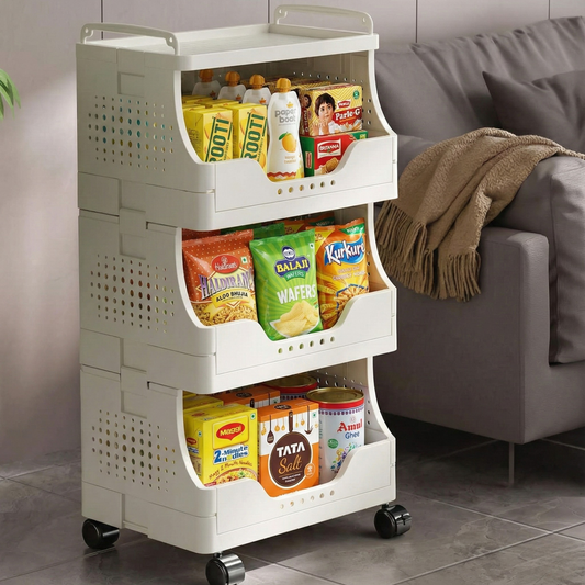 AuraHive White Rolling Multi-Purpose Storage Cart